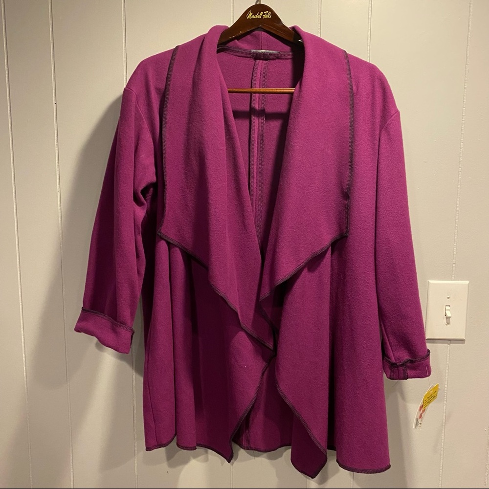 Carol Gildar Designs NEW handmade cashmere blend wrap sweater jacket fuchsia - Picture 3 of 16